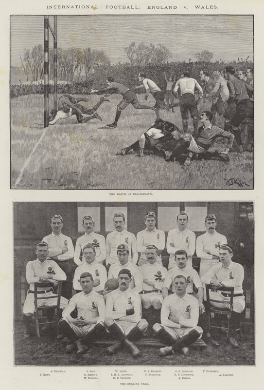 Kansainvälinen jalkapallo, Englanti v Wales tekijältä William Barnes Wollen