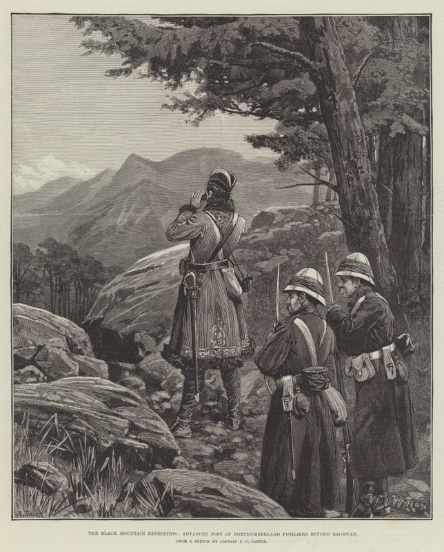 Black Mountain Expedition, Advanced Post of Northumberland Fusiliers Bagrwanin ulkopuolella tekijältä William Barnes Wollen