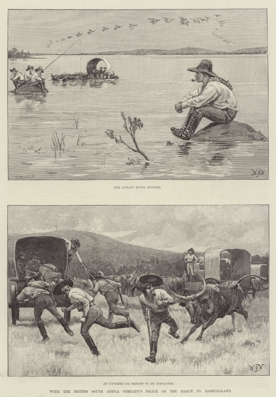 British South Africa Companyn poliisin kanssa maaliskuussa Mashonalandiin tekijältä William Barnes Wollen