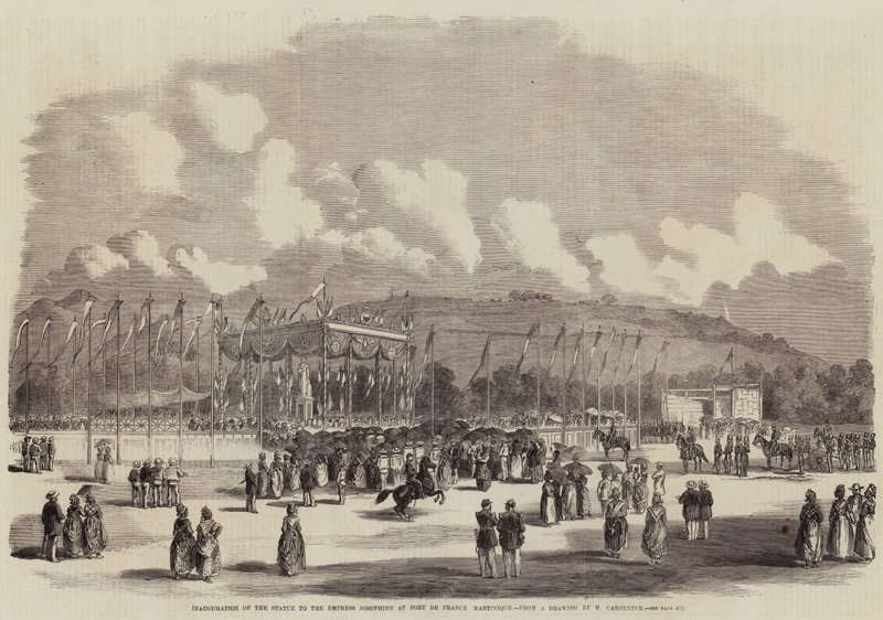 Keisarinna Josephinen patsaan avajaiset Fort de Francessa, Martiniquessa tekijältä William Carpenter