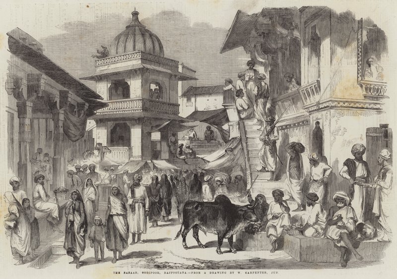 Bazaar, Udaipur, Rajputana tekijältä William Carpenter