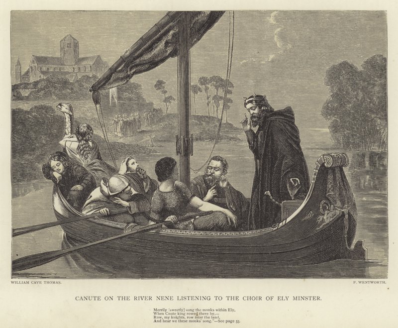 Canute Nene-joella kuuntelemassa Ely Minsterin kuoroa tekijältä William Cave Thomas