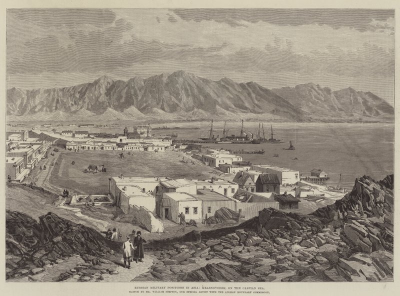 Venäjän sotilasasemat Aasiassa, Krasnovodsk, Kaspianmeren rannalla. tekijältä William Crimea Simpson