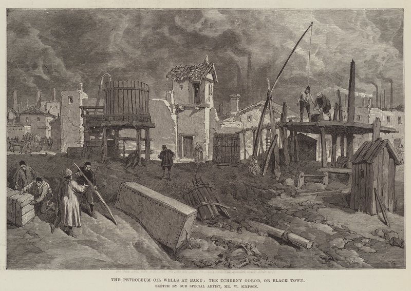 Petroleum Oil Wells Bakussa, Tcherny Gorodissa tai Black Townissa tekijältä William Crimea Simpson