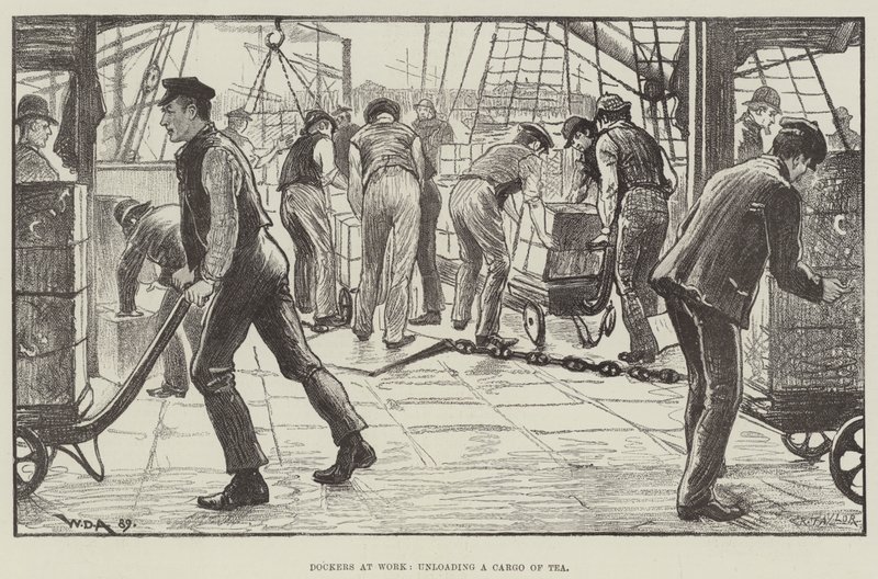 Dockers at Work, purkamassa teelastia tekijältä William Douglas Almond