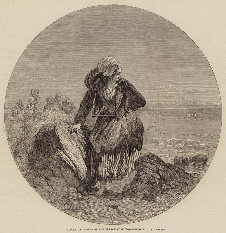 Lihastenkeräilijät Ranskan rannikolla tekijältä William James Linton