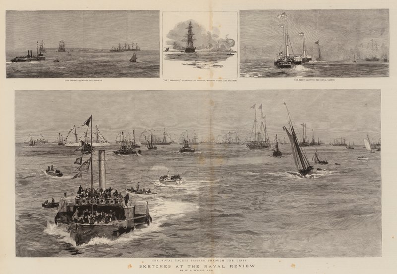 Luonnokset Naval Reviewissa tekijältä William Lionel Wyllie