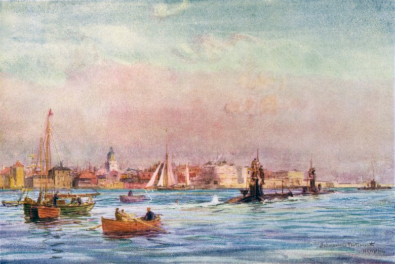 Sukellusveneet lähtevät Portsmouthin satamasta tekijältä William Lionel Wyllie
