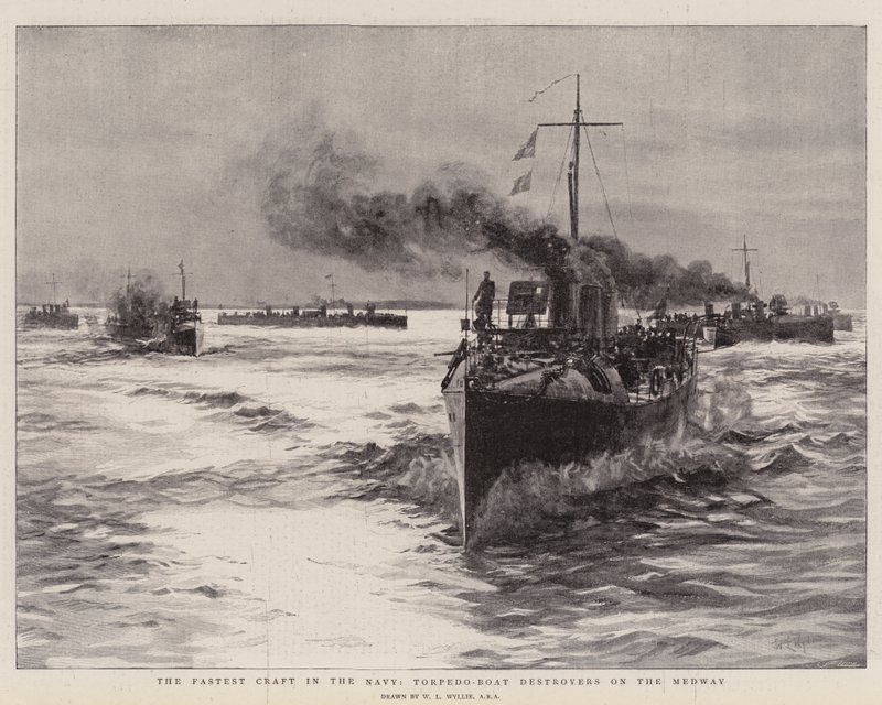 Laivaston nopein alus, torpedovenetuhoajat Medwaylla tekijältä William Lionel Wyllie