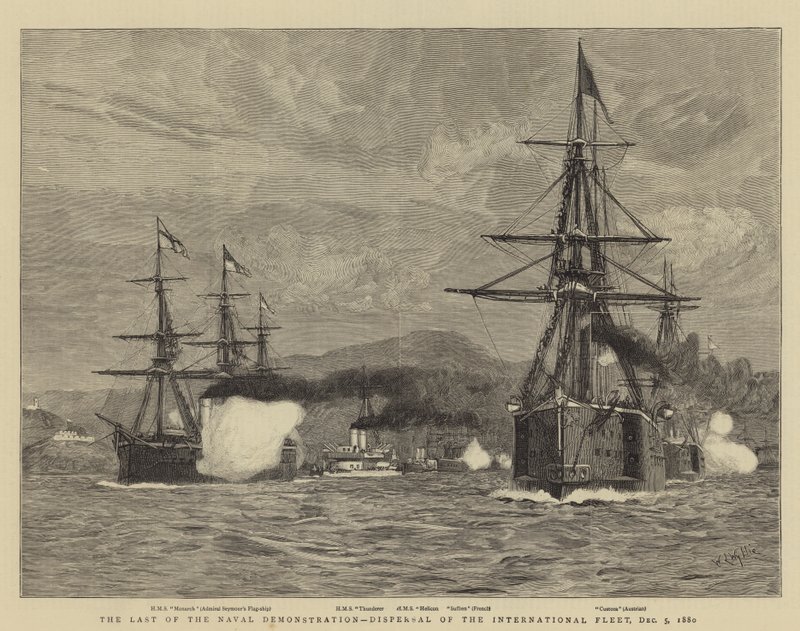 Merivoimien viimeinen mielenosoitus, Kansainvälisen laivaston hajottaminen, 5. joulukuuta 1880 tekijältä William Lionel Wyllie
