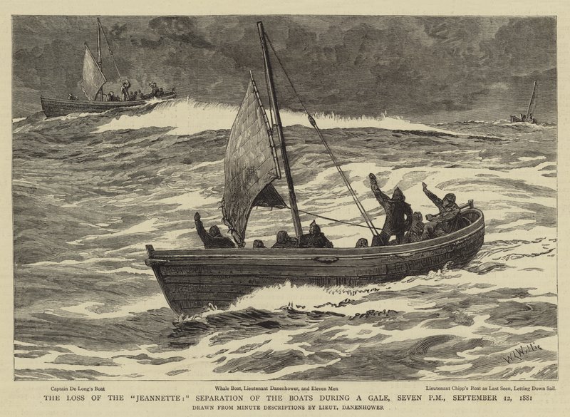Jeannetten katoaminen, veneiden eroaminen räjähdyksen aikana, seitsemän iltapäivällä, 12. syyskuuta 1881 tekijältä William Lionel Wyllie