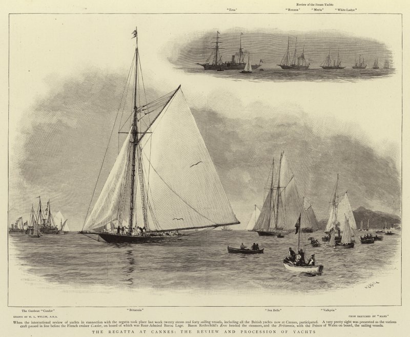 Regatta Cannesissa, jahtien arvostelu ja kulkue tekijältä William Lionel Wyllie