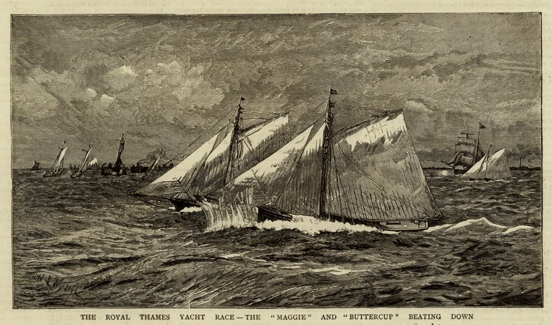 Royal Thames Yacht Race, Maggie ja Buttercup lyövät alas tekijältä William Lionel Wyllie