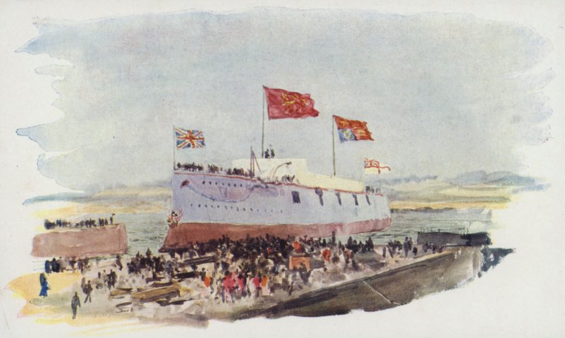 Kelluu taistelulaivalla, Chatham Dockyard tekijältä William Lionel Wyllie