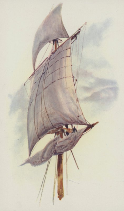 Valhallan Maintop Sail ja Top-Gallant Sail tekijältä William Lionel Wyllie