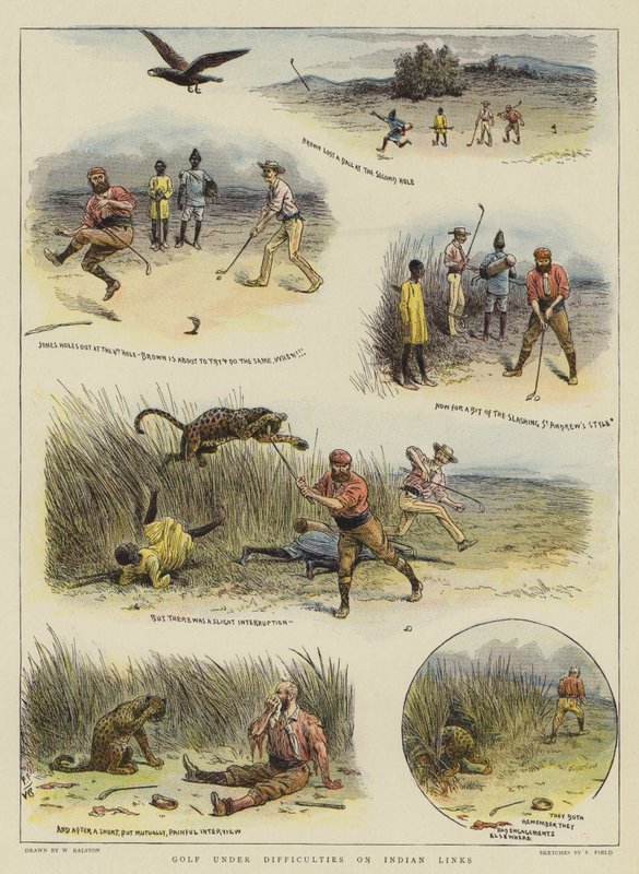 Golf vaikeuksissa Intian Links (chromolitho) tekijältä William Ralston