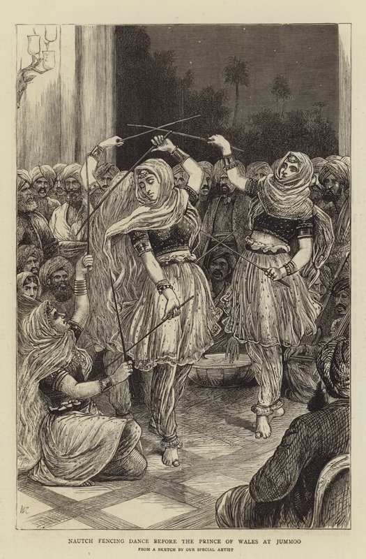 Nautch Fenceing Dance Walesin prinssin edessä Jummoossa tekijältä William Ralston