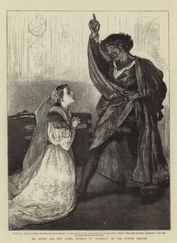 Mr Irving ja neiti Isabel Bateman Othellossa Lyceum-teatterissa tekijältä William Small