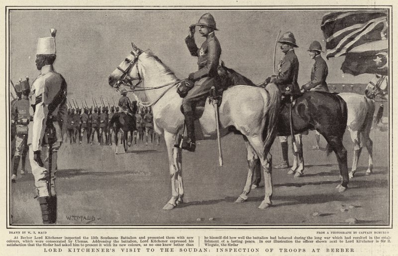 Lord Kitchenerin vierailu Soudaniin, joukkojen tarkastus Berberissä tekijältä William T. Maud