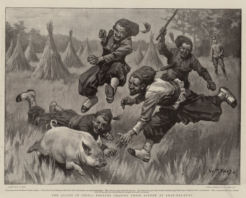 Liittoutuneet Kiinassa, Zouaves jahtaamassa illallistaan Shan-hai-Quanissa tekijältä William T. Maud