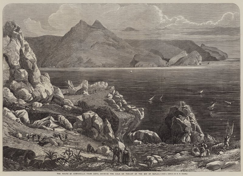 Punto di Campanella, Caprilta, jossa näkyy Napolinlahden Gola tai kurkku tekijältä William Wood Deane