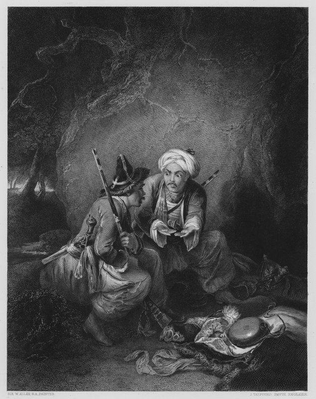 Arabs Dividing Spoil, kuvasta Vernon Galleryssa (kaiverrus) tekijältä William (after) Allan