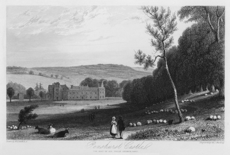 Penshurstin linna, Sir Philip Sydneyn kotipaikka (kaiverrus) tekijältä William (after) Daniell