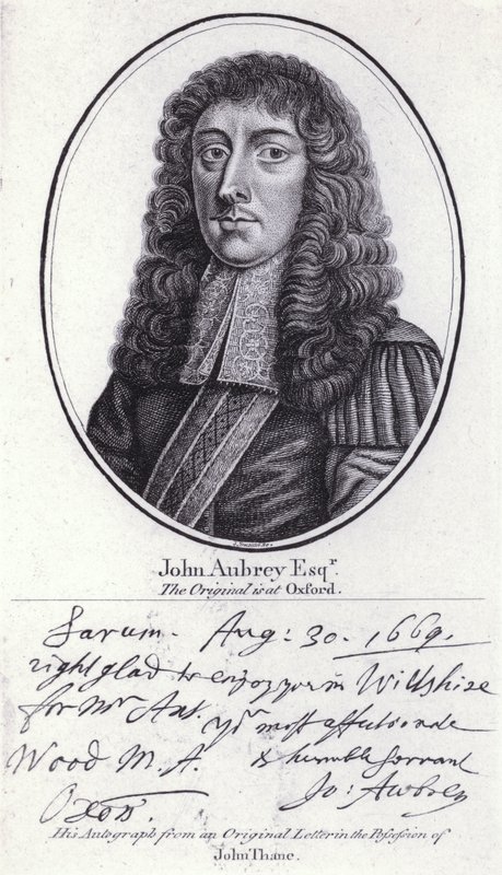 John Aubrey, englantilainen antikvaari, luonnonfilosofi ja kirjailija (kaiverrus) tekijältä William (after) Faithorne