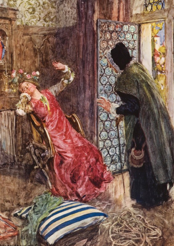 Shakespearen Romeo ja Julia: III näytös, kohtaus II (värilitografia). tekijältä William (after) Hatherell