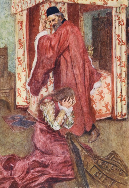 Shakespearen Romeo ja Julia: näytös III, kohtaus V (värilitografia). tekijältä William (after) Hatherell