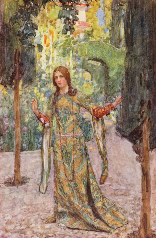 Shakespearen Romeo ja Julia: näytös II, kohtaus V (värilitografia). tekijältä William (after) Hatherell