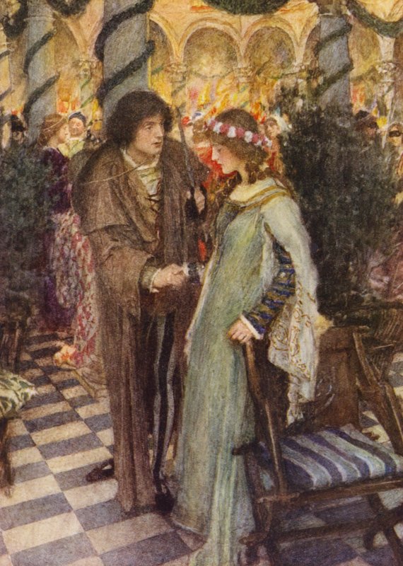 Shakespearen Romeo ja Julia: näytös, kohtaus V (värilitografia). tekijältä William (after) Hatherell