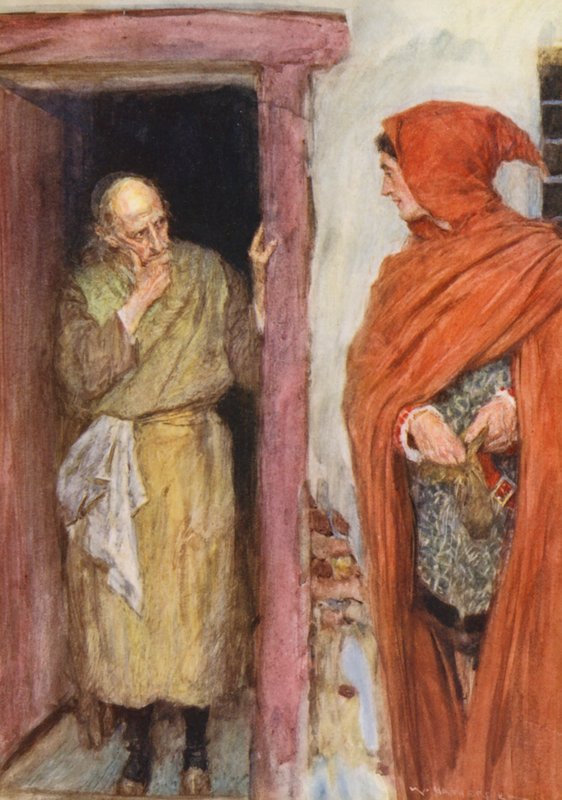 Shakespearen Romeo ja Julia: näytös V, kohtaus I (värilitografia). tekijältä William (after) Hatherell