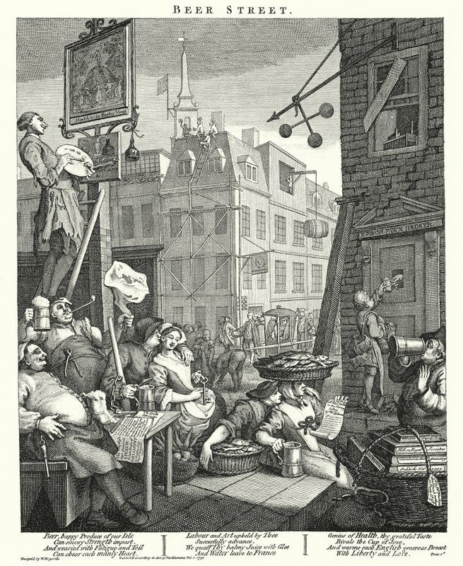 Beer Street (kaiverrus) tekijältä William (after) Hogarth
