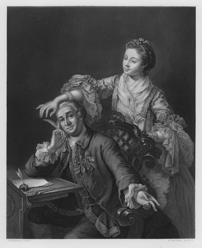 Garrick ja hänen vaimonsa, kuvasta Royal Collectionissa (kaiverrus) tekijältä William (after) Hogarth