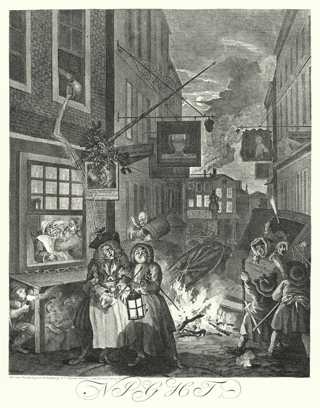 Yö (kaiverrus) tekijältä William (after) Hogarth