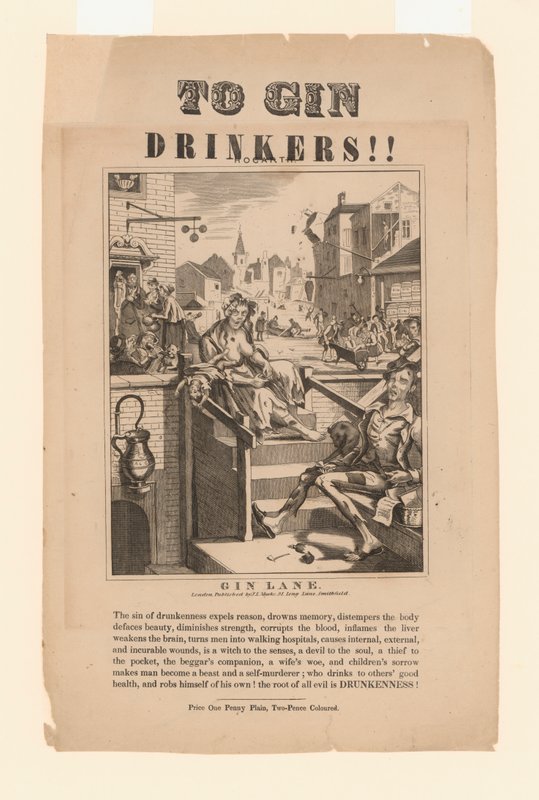 Varoitus ginin juojille (litho) tekijältä William (after) Hogarth