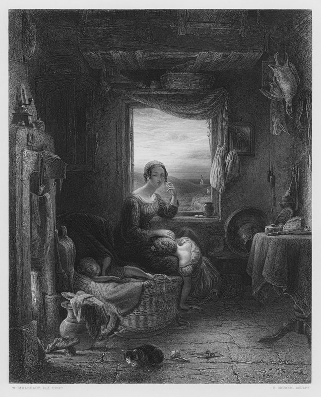 Kotiin odotettu, kuninkaallisen kokoelman kuvasta (kaiverrus) tekijältä William (after) Mulready