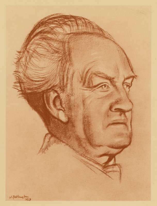 Gerhart Hauptmannin muotokuva (litografia) tekijältä William (after) Rothenstein