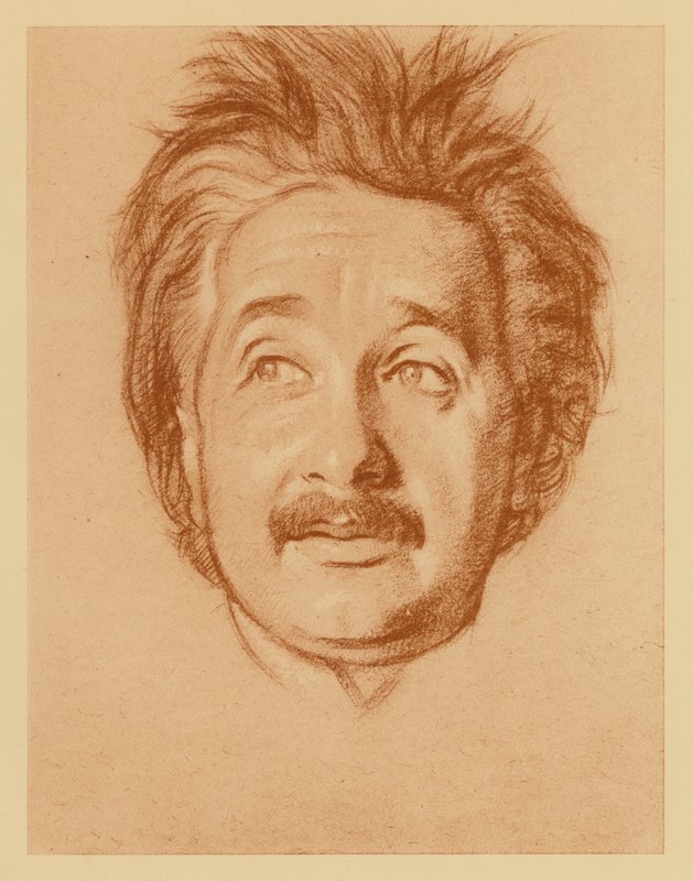 Professori Albert Einsteinin muotokuva (litografia) tekijältä William (after) Rothenstein