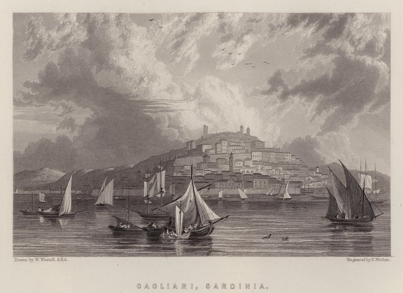 Cagliari, Sardinia (väri litho) tekijältä William (after) Westall