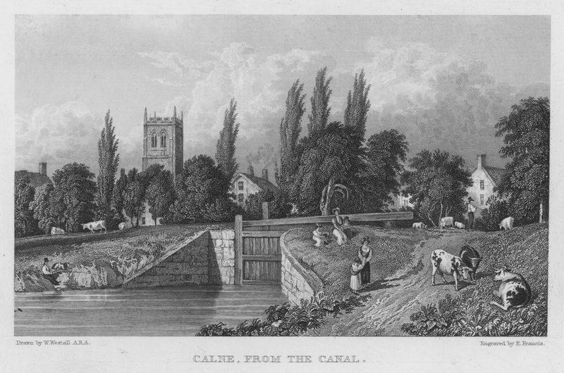 Calne, from the Canal (engraving) tekijältä William (after) Westall