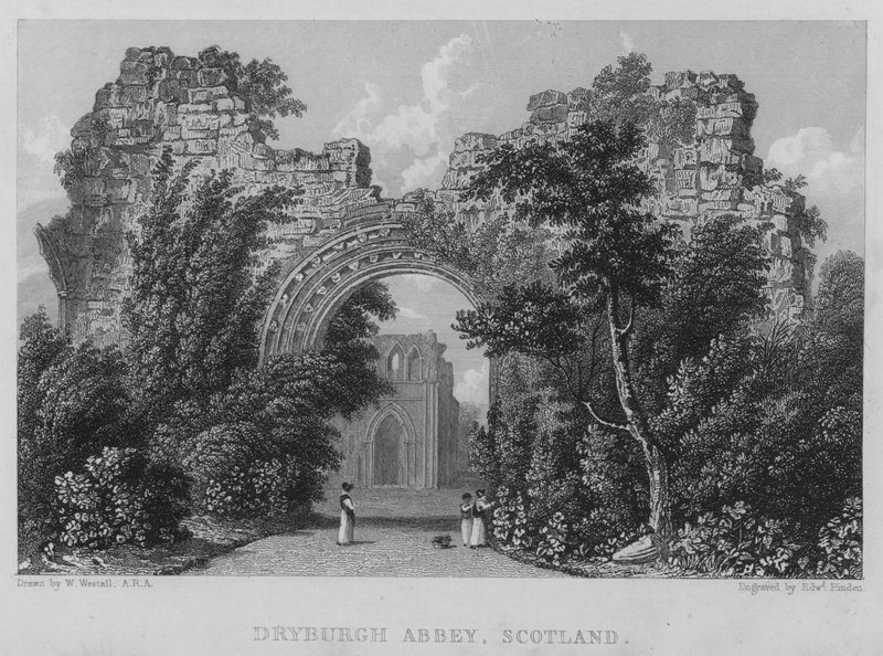 Dryburgh Abbey, Skotlanti (kaiverrus) tekijältä William (after) Westall