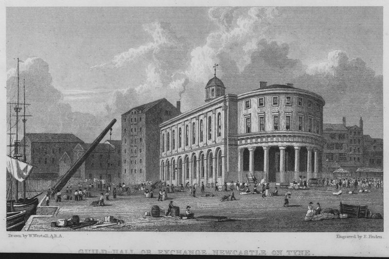 Guild-Hall or Exchange, Newcastle on Tyne (engraving) tekijältä William (after) Westall