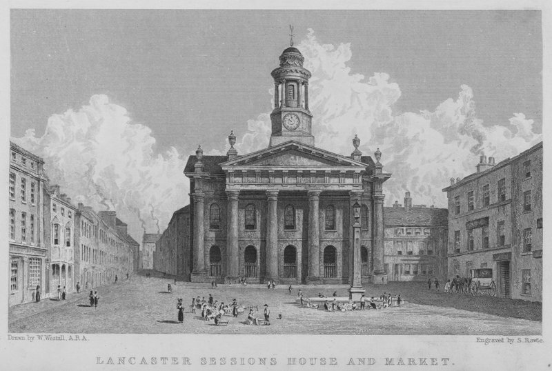 Lancaster Sessions House and Market (kaiverrus) tekijältä William (after) Westall