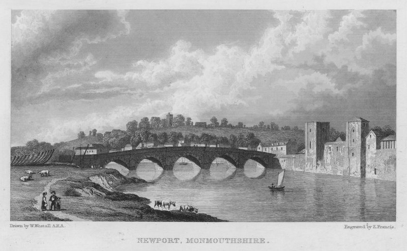 Newport, Monmouthshire (kaiverrus) tekijältä William (after) Westall