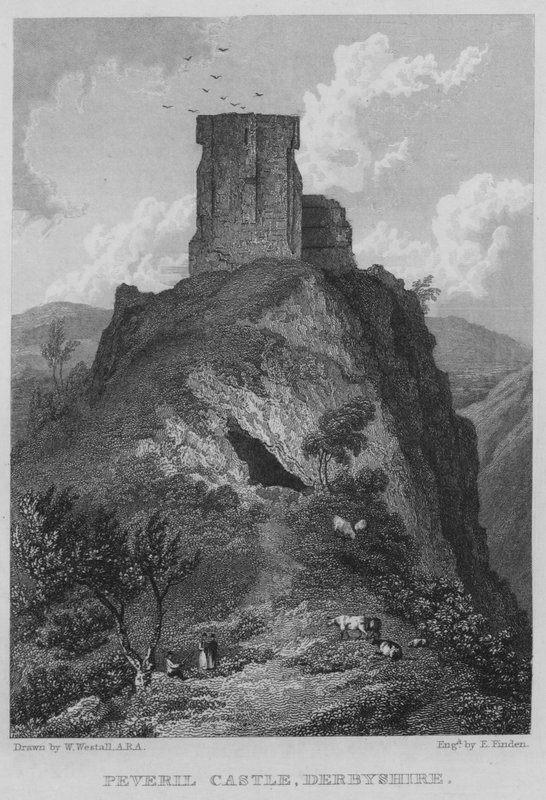 Peveril Castle, Derbyshire (kaiverrus) tekijältä William (after) Westall