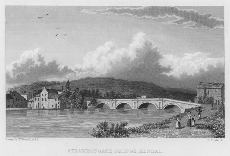 Stramongate Bridge, Kendal (kaiverrus) tekijältä William (after) Westall