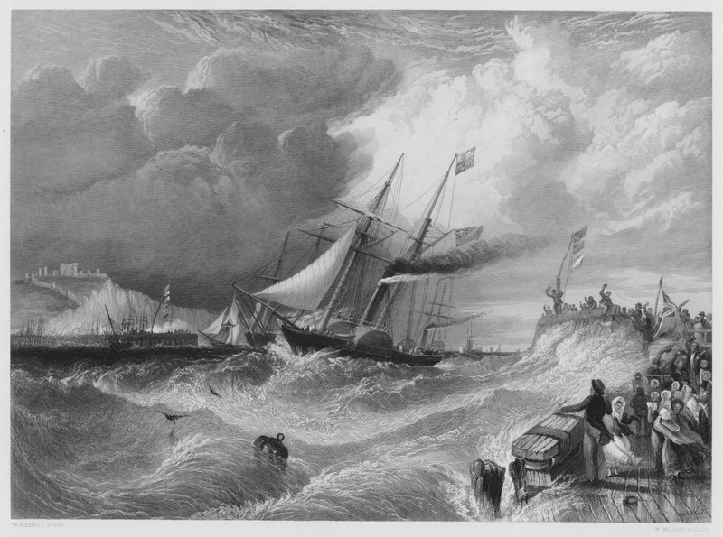 Dover, Prinssi Albertin maihinnousu, kuninkaallisen kokoelman kuvasta (kaiverrus) tekijältä William Adolphus Knell