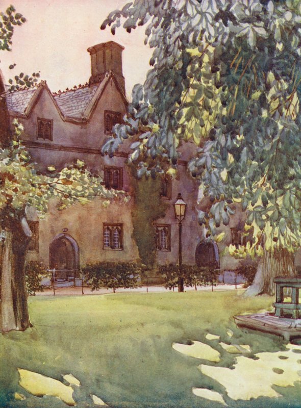 Balliol College puutarhasta (värilitro) tekijältä William Ainsworth Wildman